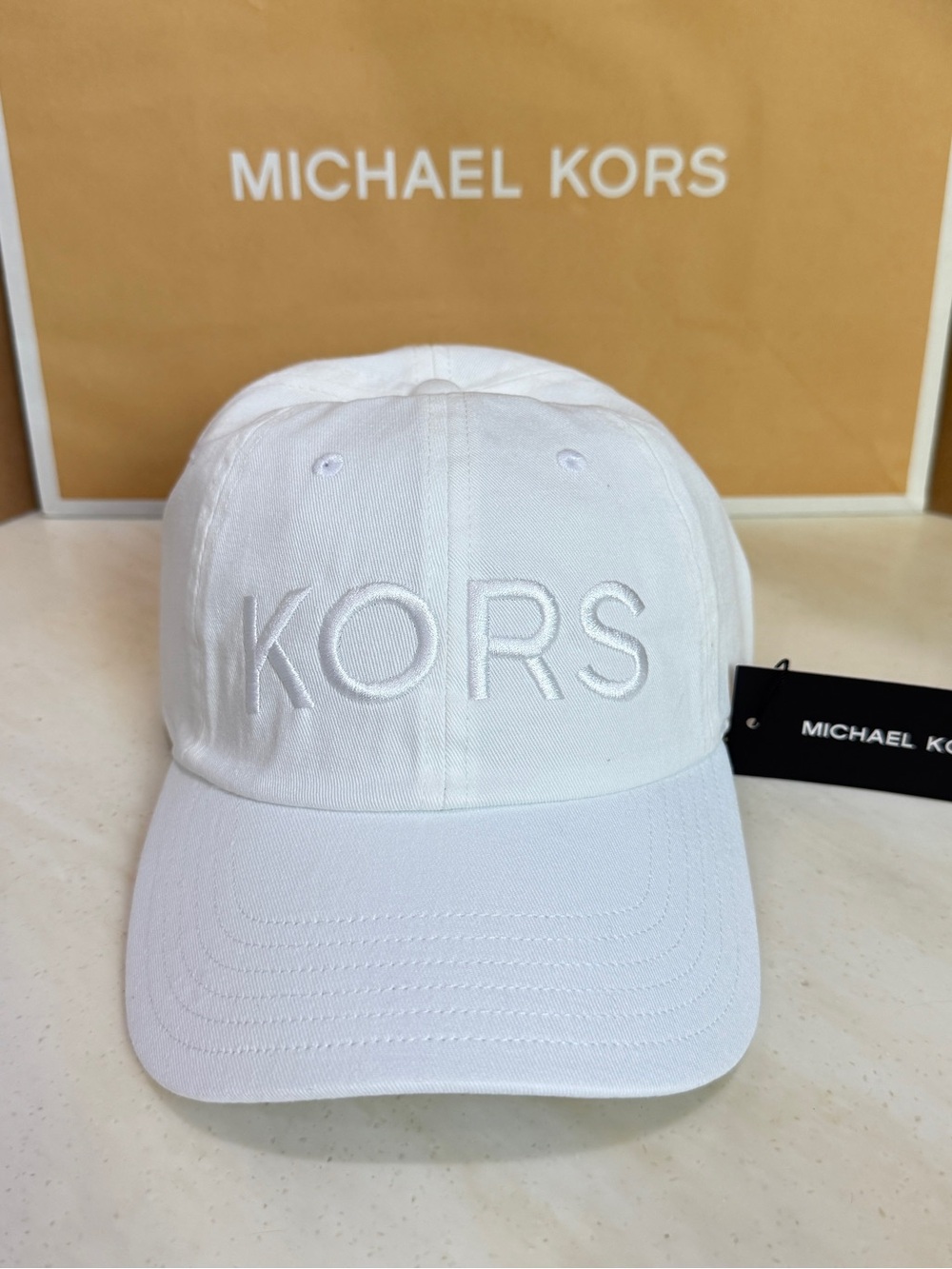 New‼️Michael Kors Men White Embroidered KORS Baseball Cap